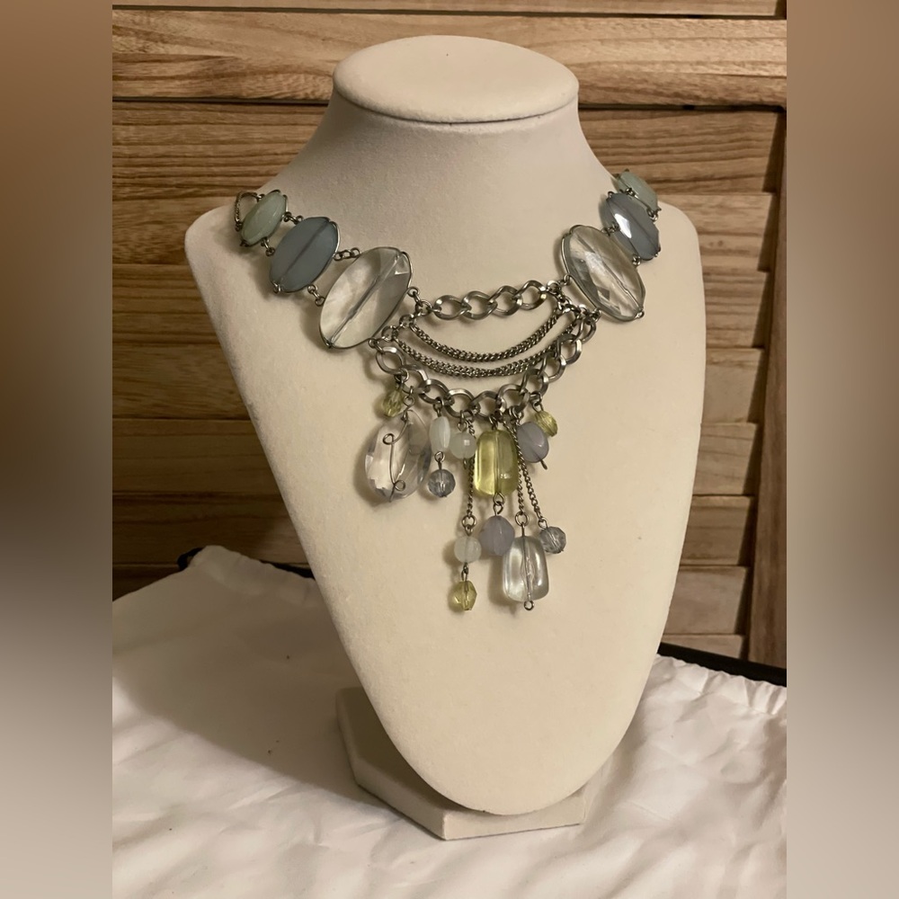 Elegant Silver Blue Green Necklace